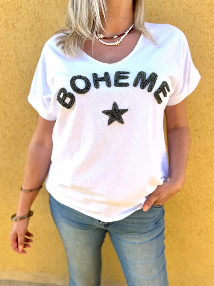 Teeshirt loose Bohème kaki