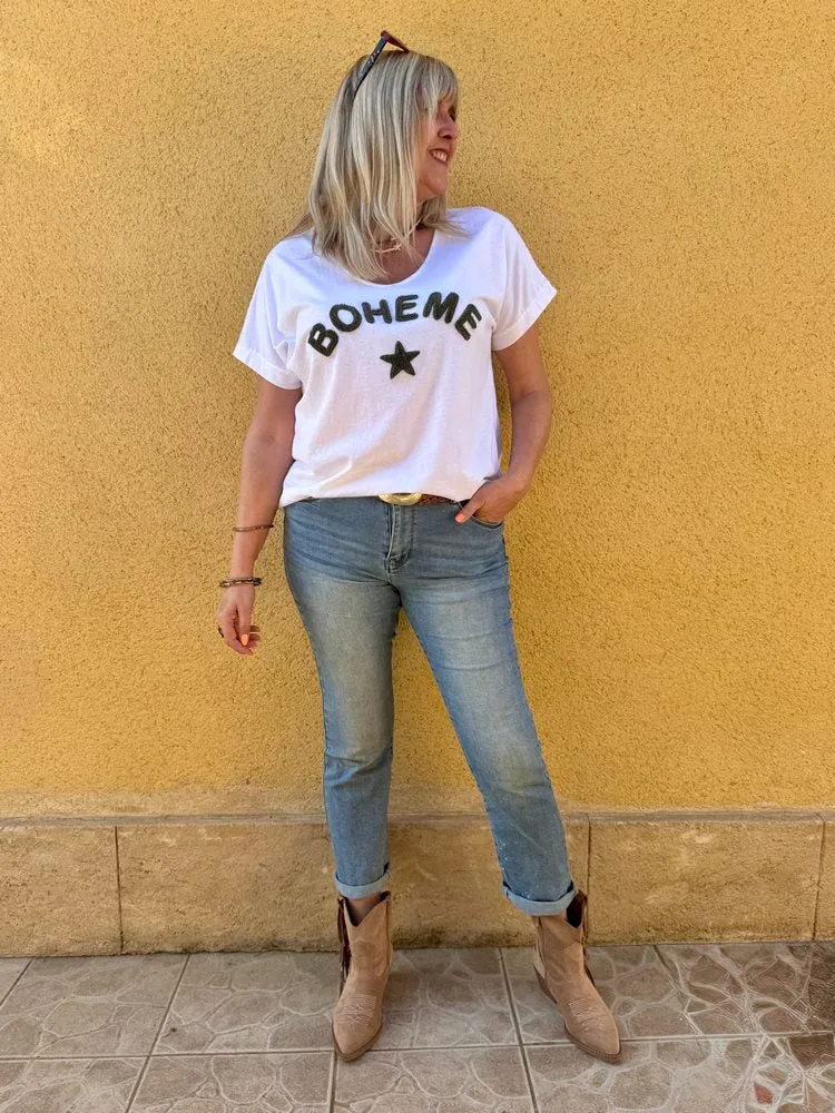 Teeshirt loose Bohème kaki