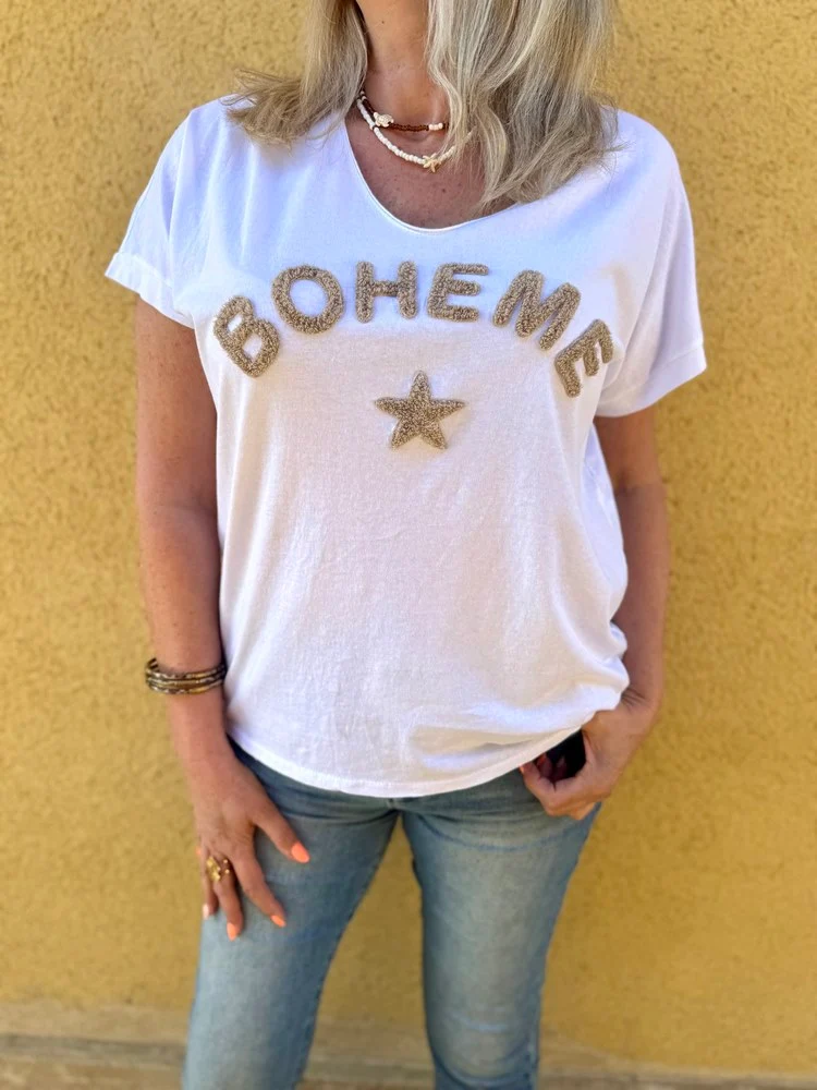 Teeshirt loose Bohème beige
