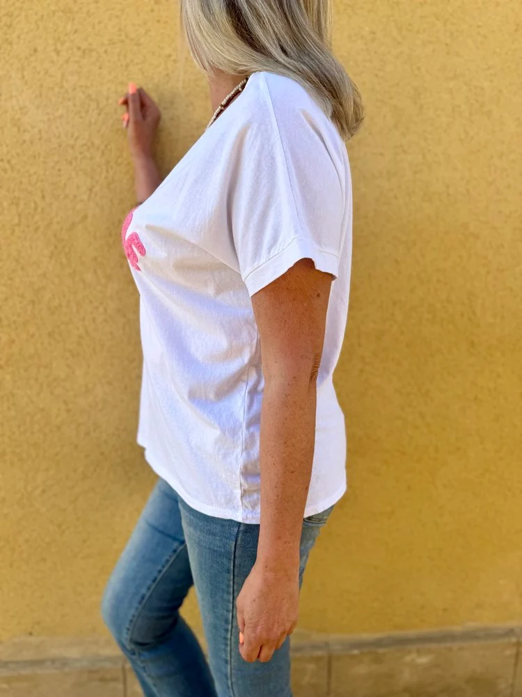 Teeshirt loose Bohème rose