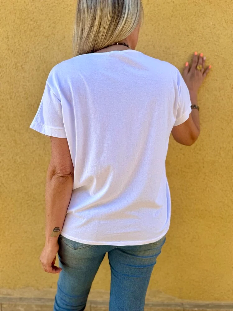 Teeshirt loose Bohème rose