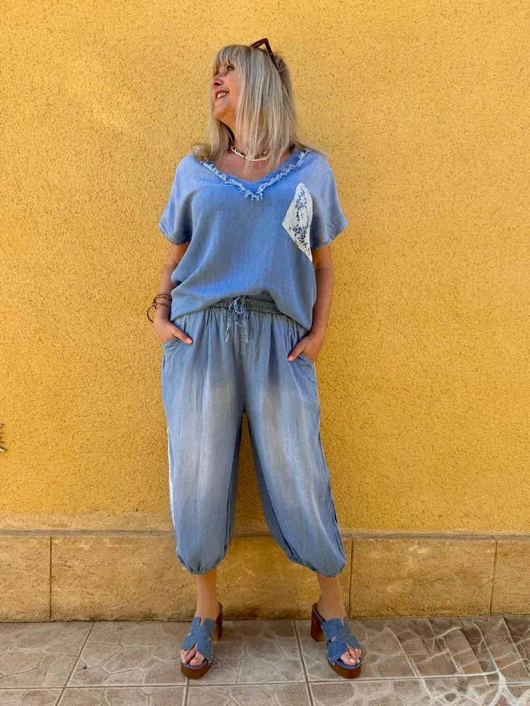 Teeshirt jean et dentelle Alexandro