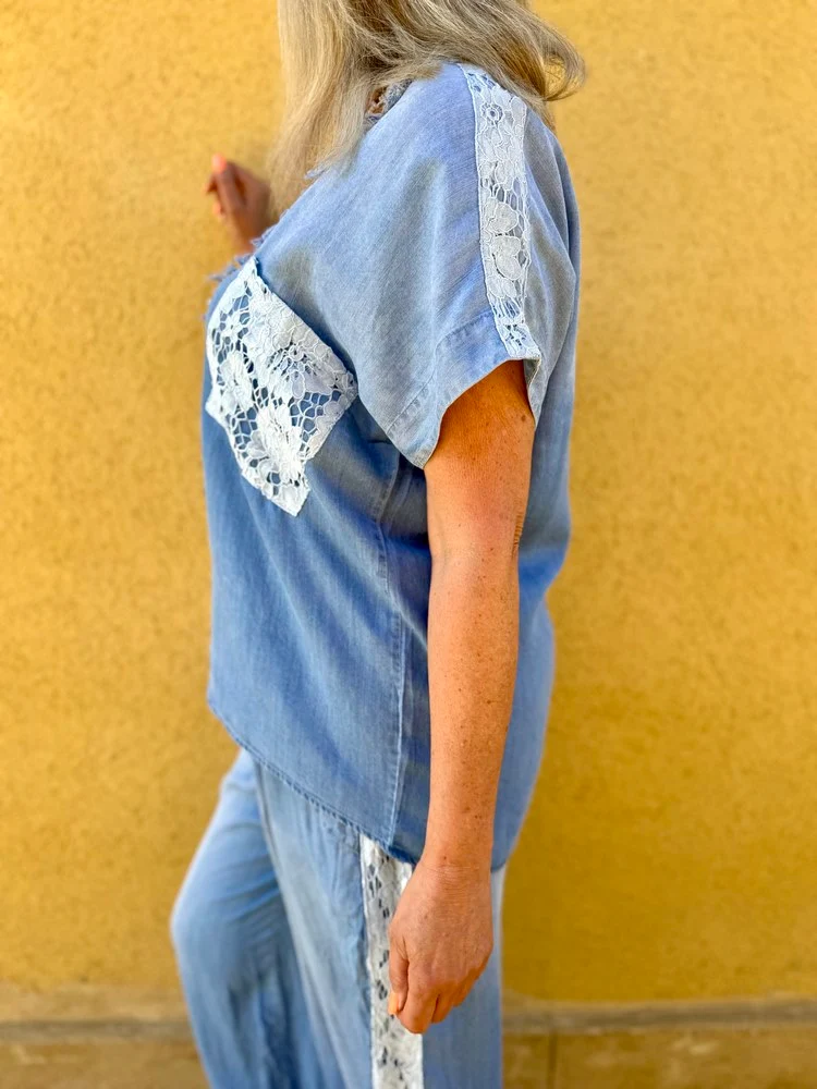 Teeshirt jean et dentelle Alexandro
