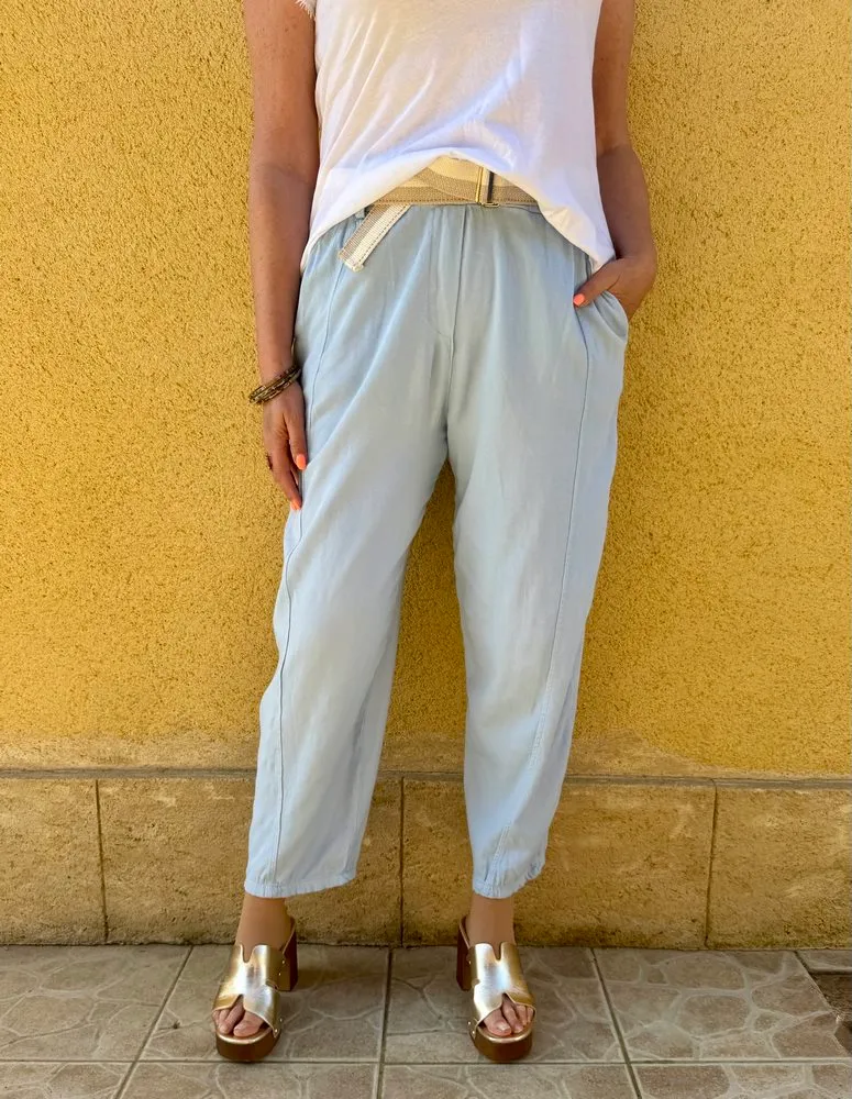 Pantalon en coton Emilio bleu ciel