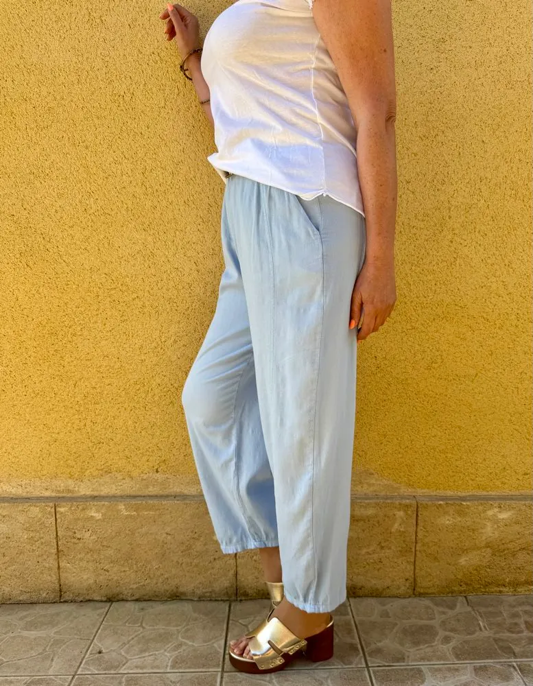 Pantalon en coton Emilio bleu ciel