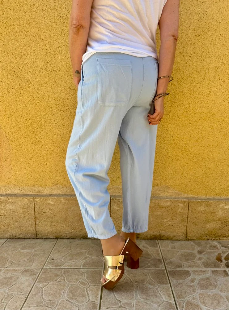 Pantalon en coton Emilio bleu ciel