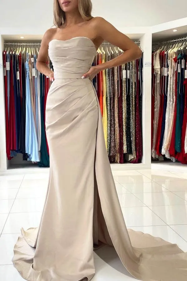 Robe de soirée sirène élégante sans bretelles avec fente - Robe de cérémonie