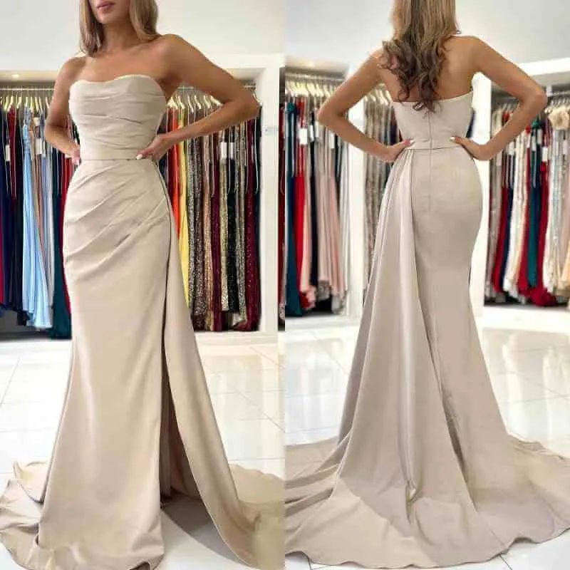 Robe de soirée sirène élégante sans bretelles avec fente - Robe de cérémonie