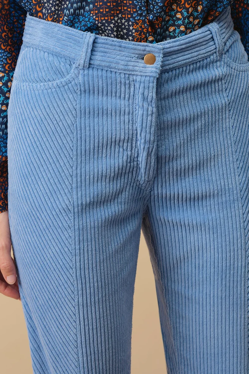 Pantalon Idéaliste en velours Bleu Croisière