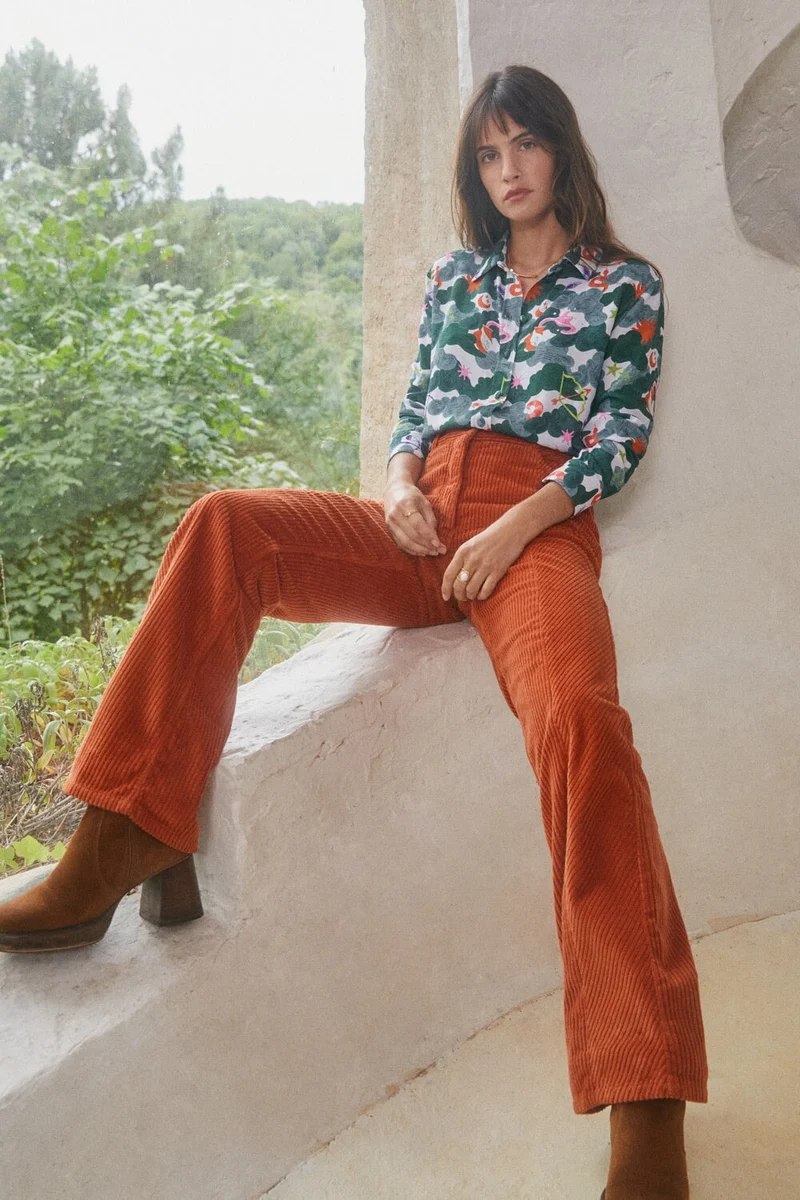 Pantalon Idéaliste en velours Citrouille