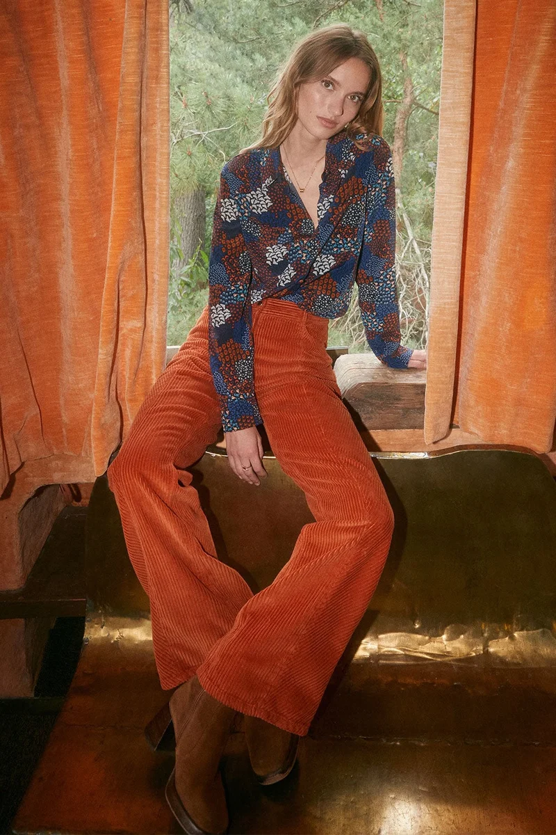 Pantalon Idéaliste en velours Citrouille