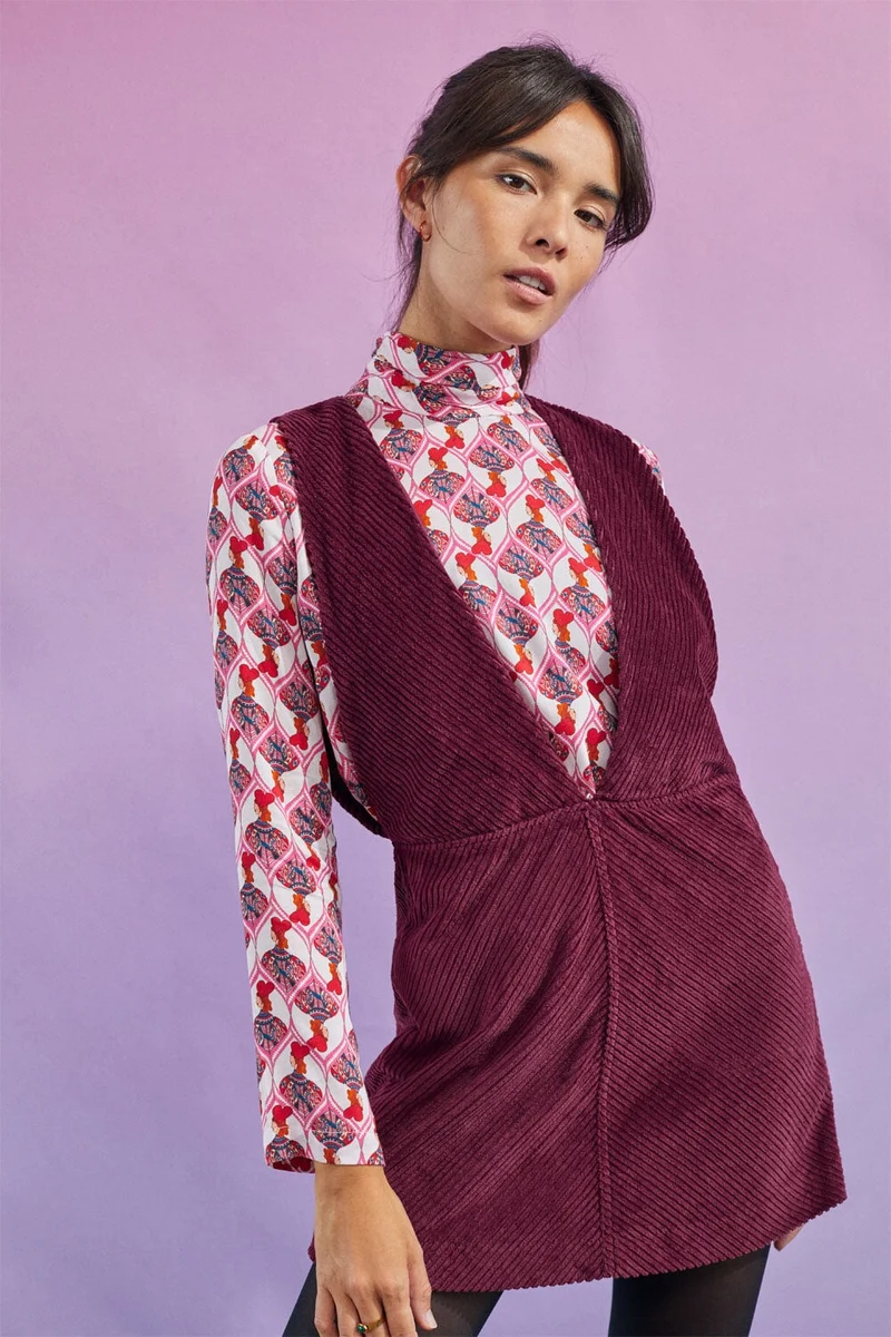 Robe chasuble en velours Figue