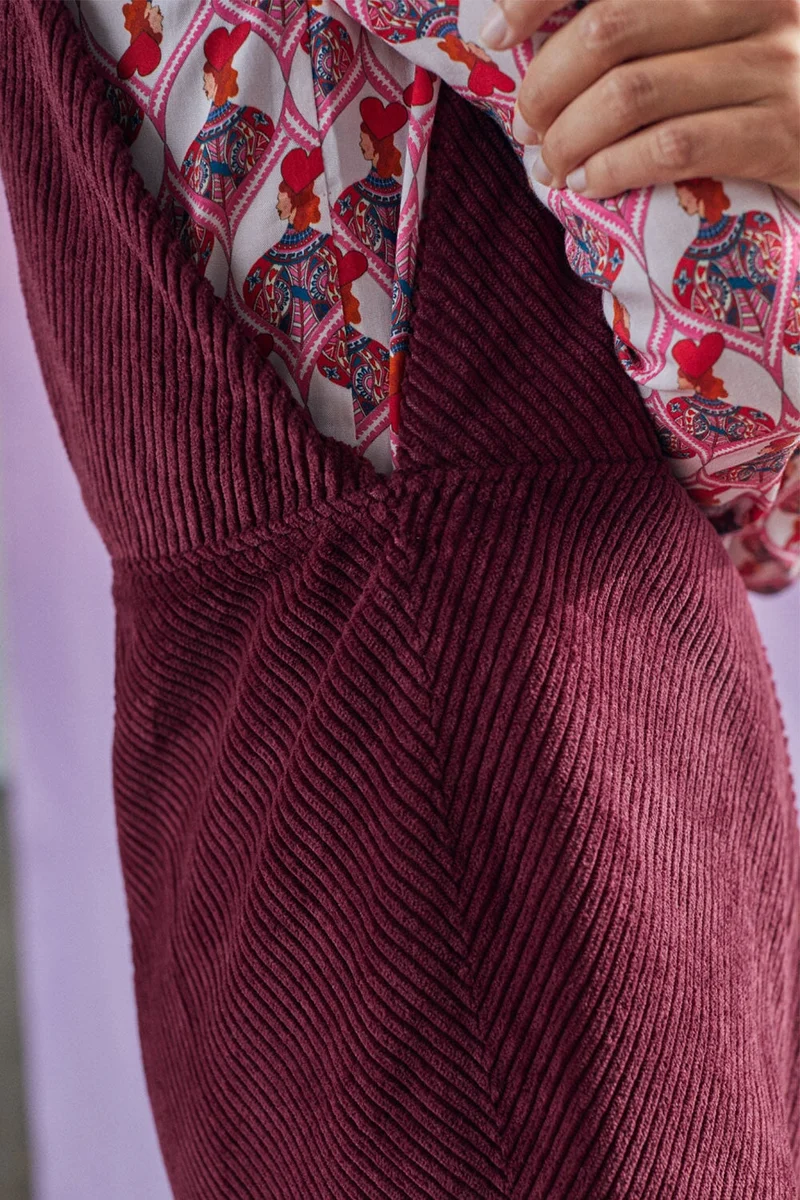 Robe chasuble en velours Figue