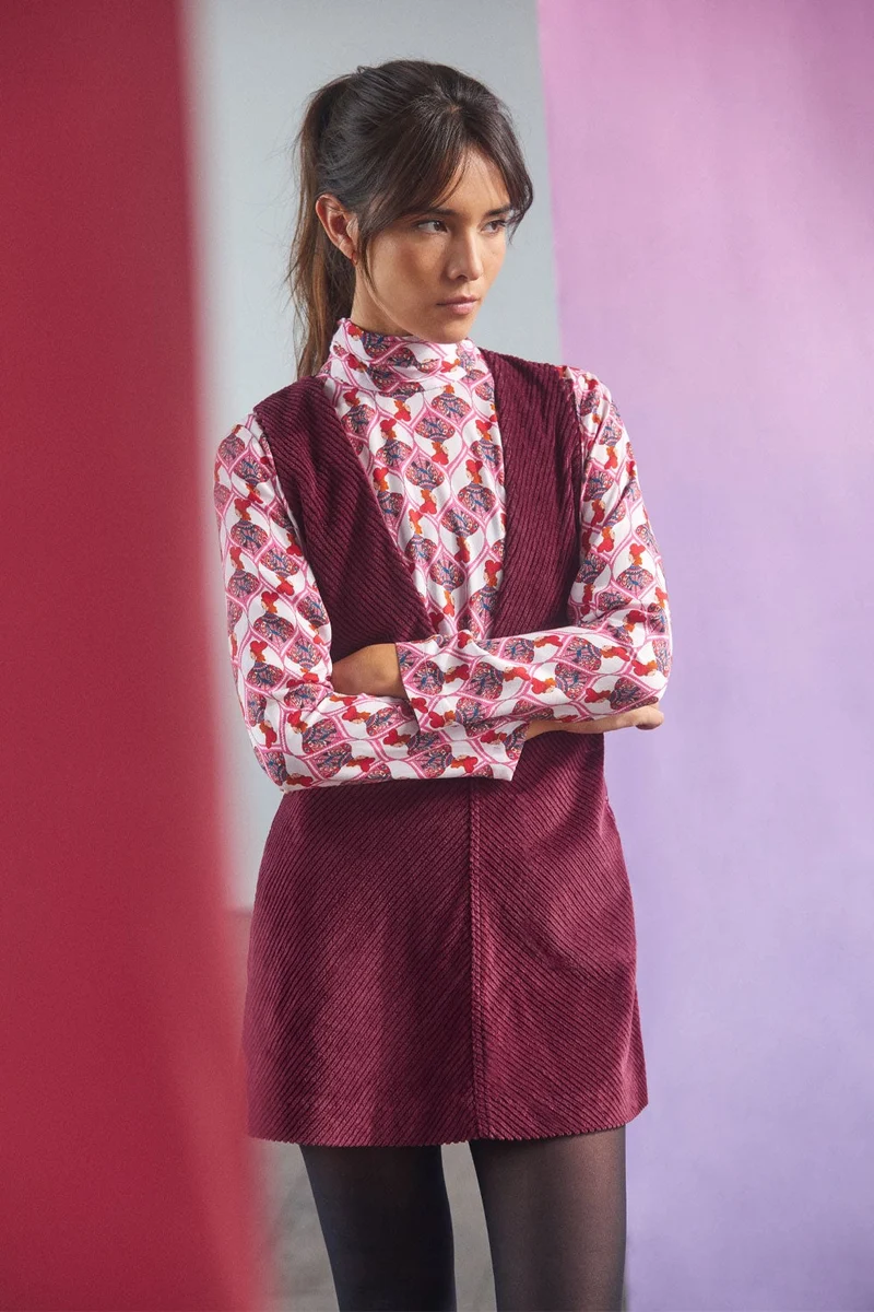 Robe chasuble en velours Figue