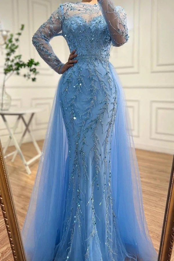 Robe de bal sirène élégante vert foncé avec décolleté en cœur et cristaux