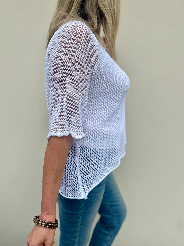 Pull ajouré Etoile blanc