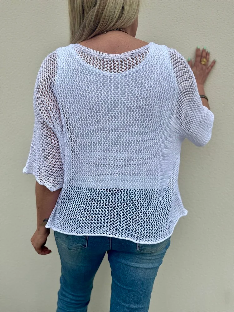 Pull ajouré Etoile blanc