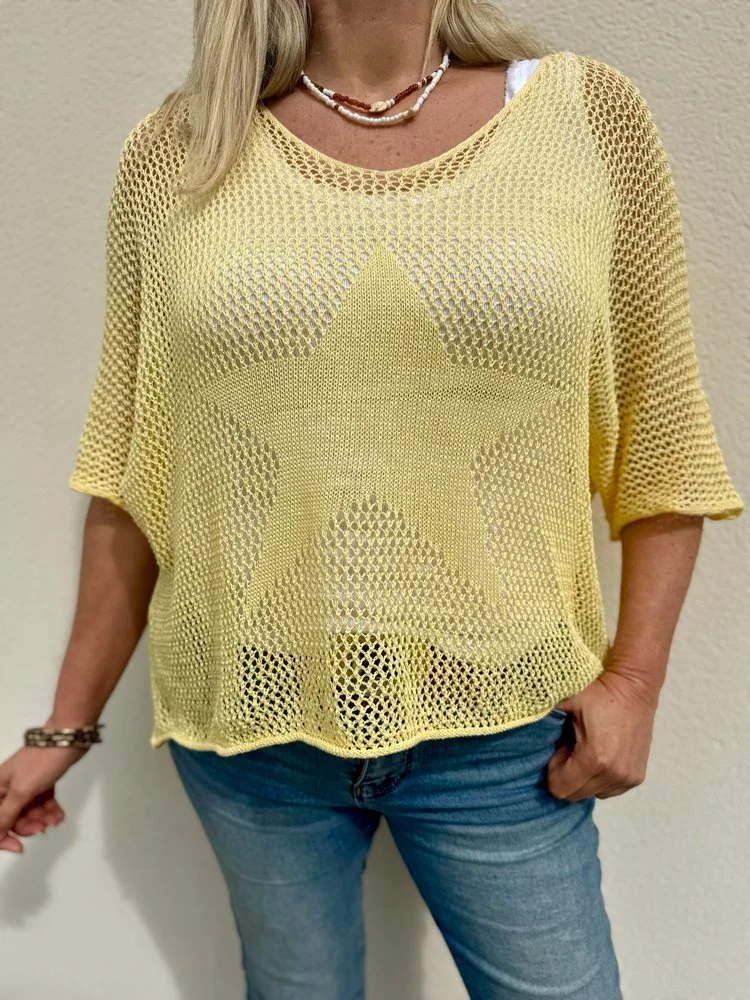 Pull ajouré Etoile jaune