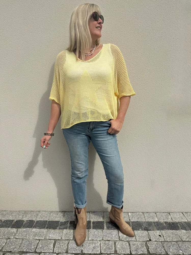 Pull ajouré Etoile jaune