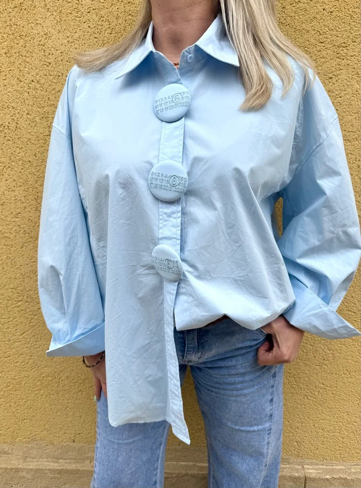 Chemise méga loose Lily bleu ciel