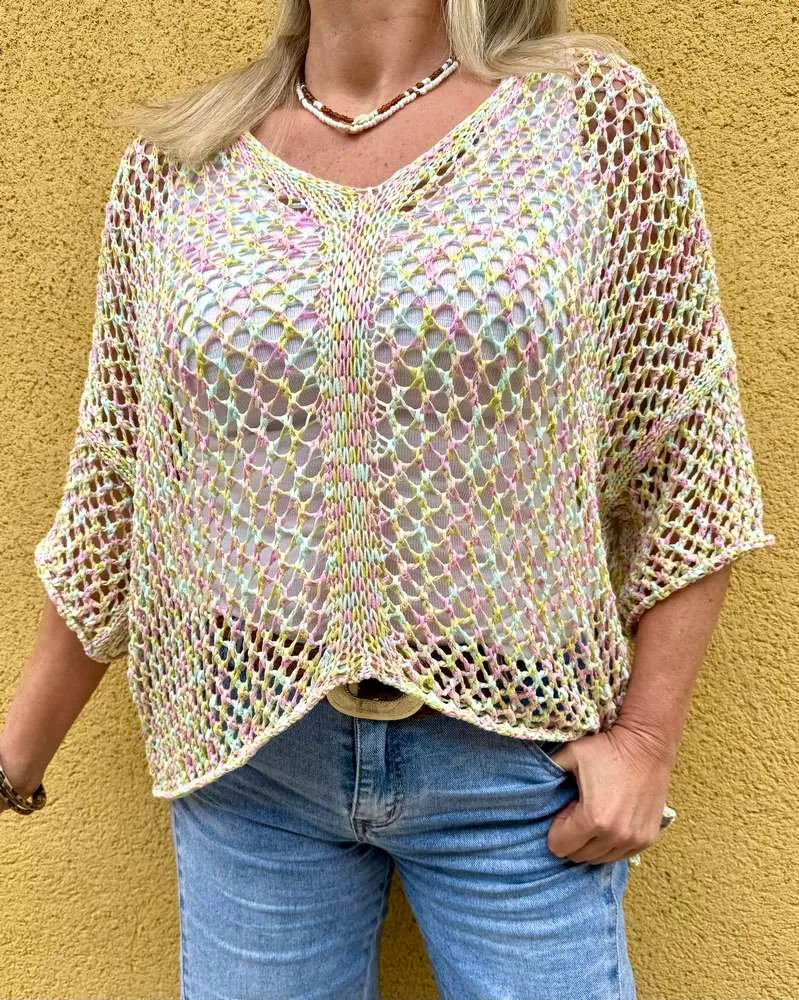Pull ajouré Aurélio tons pastels