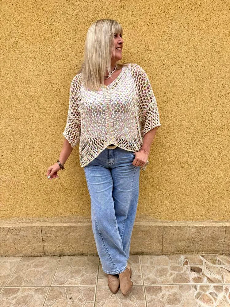 Pull ajouré Aurélio tons pastels