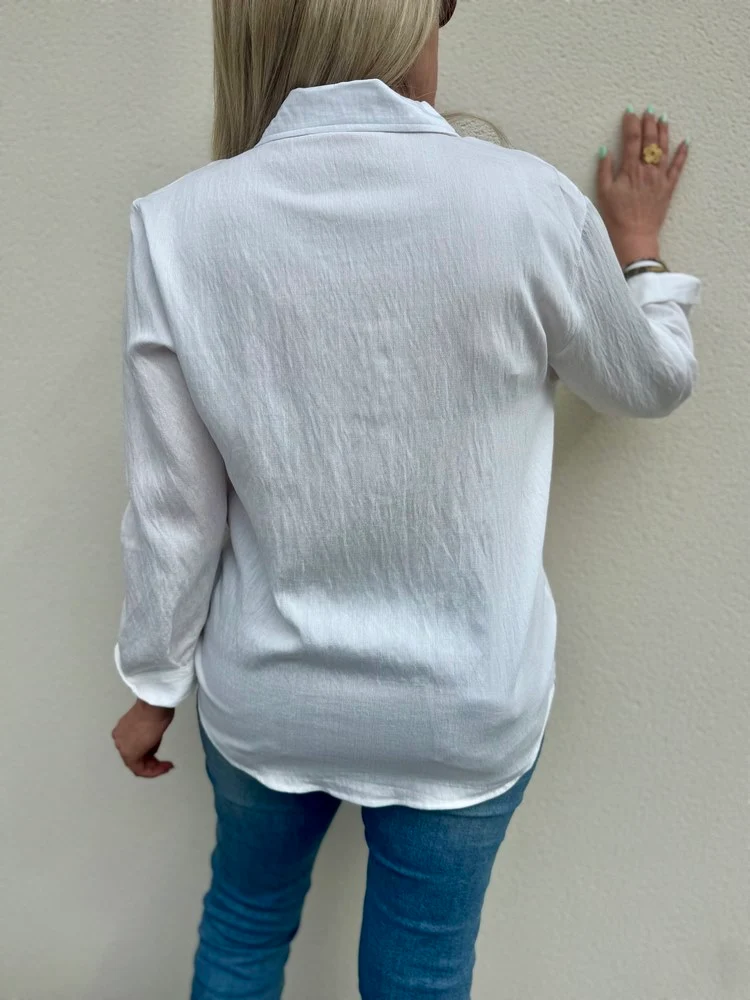 Chemise brodée Ambre blanc