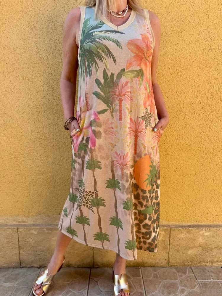 Robe Eva imprimée Palmiers