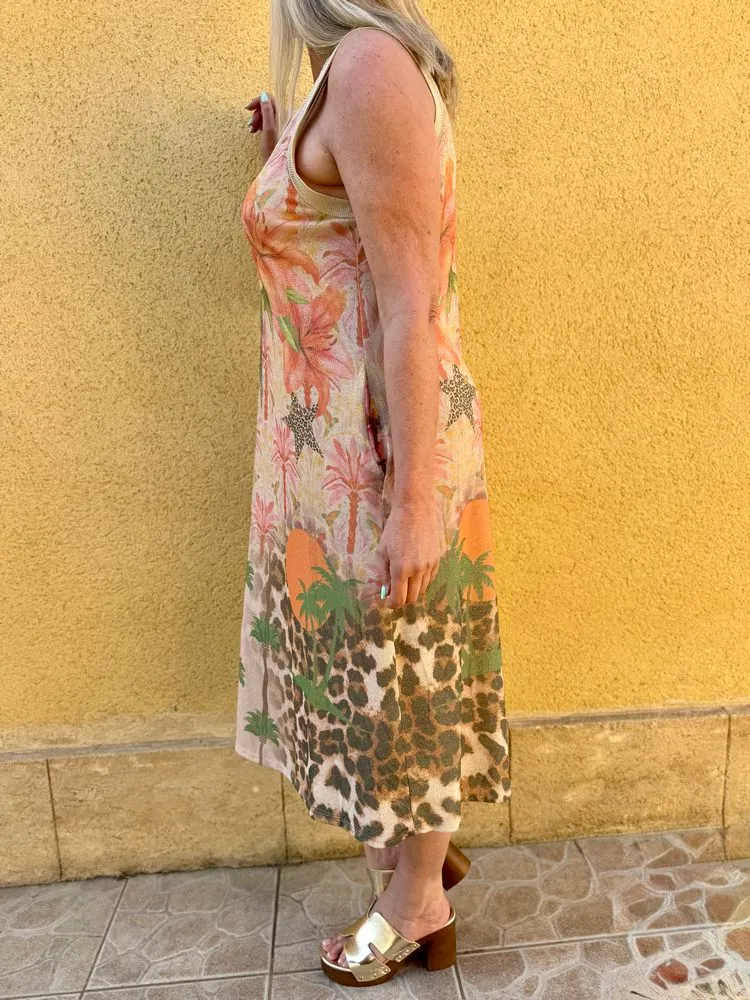 Robe Eva imprimée Palmiers