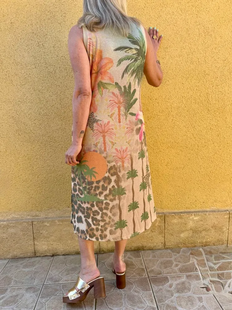 Robe Eva imprimée Palmiers