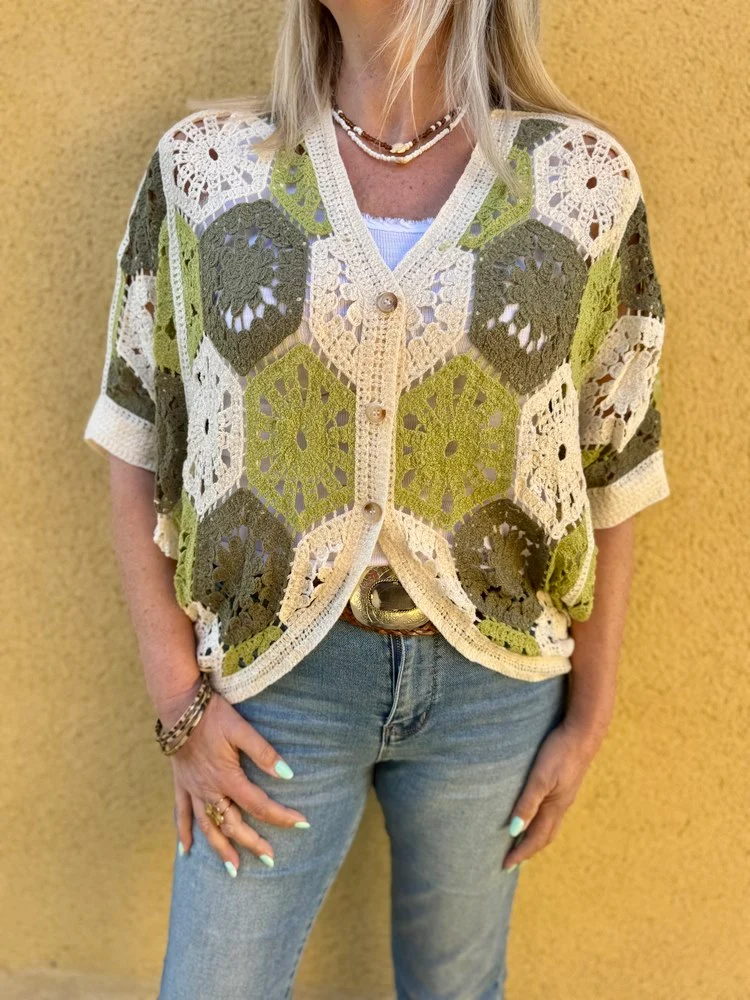 Gilet au crochet Christopher kaki