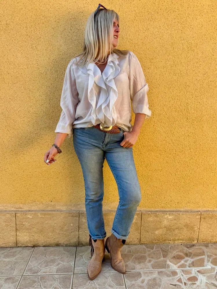 Chemise fluide Elisa beige/taupe