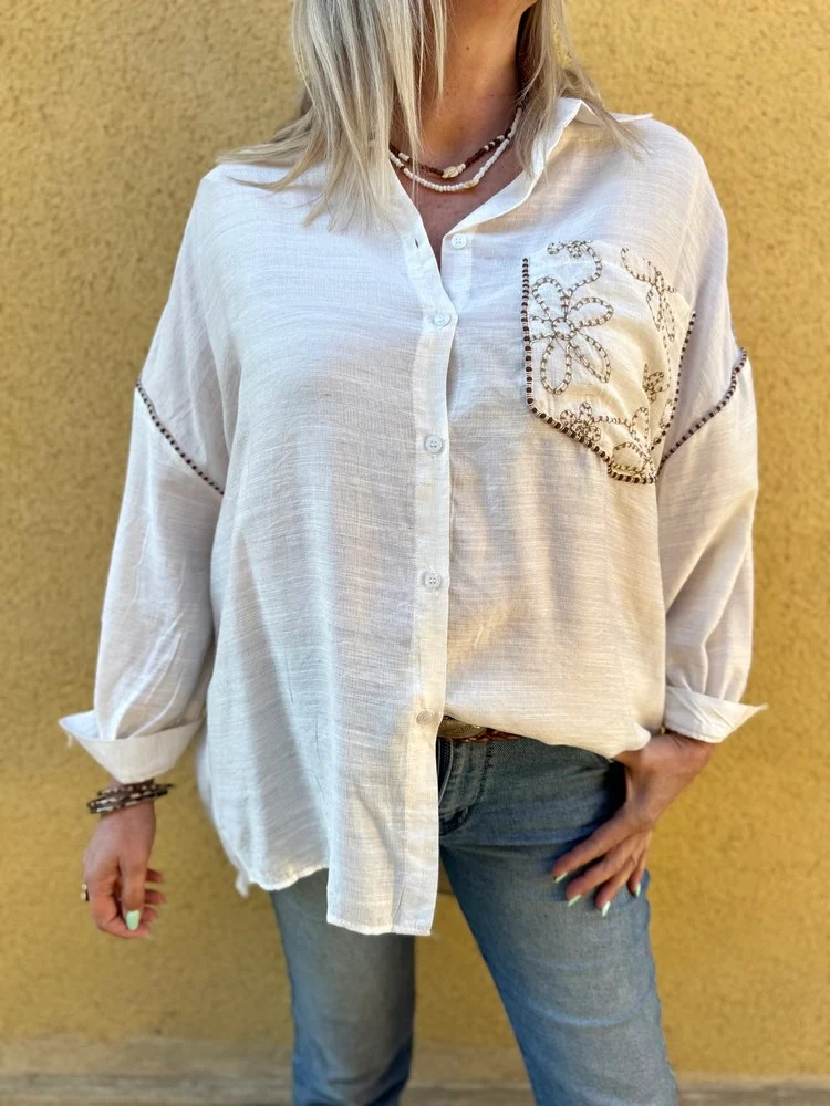 Chemise méga loose Sophie blanc cassé