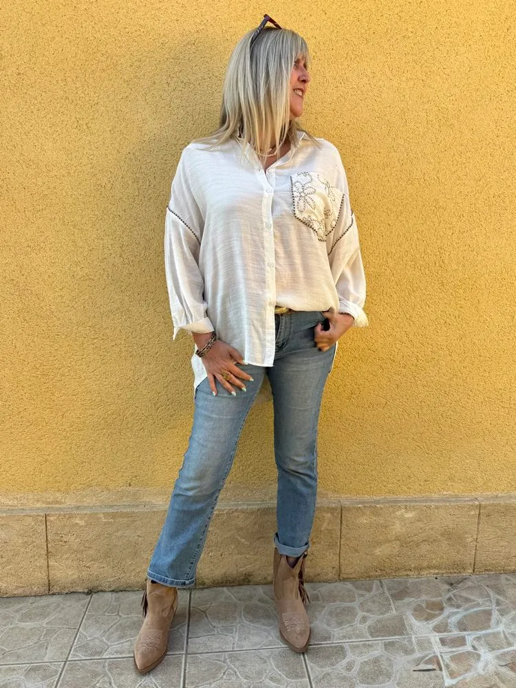 Chemise méga loose Sophie blanc cassé