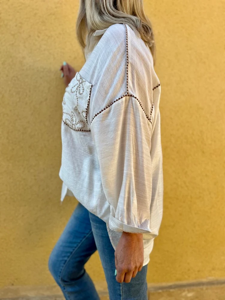 Chemise méga loose Sophie blanc cassé