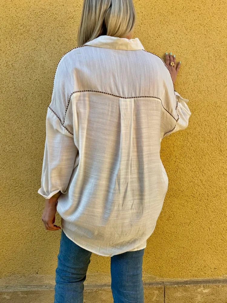 Chemise méga loose Sophie blanc cassé