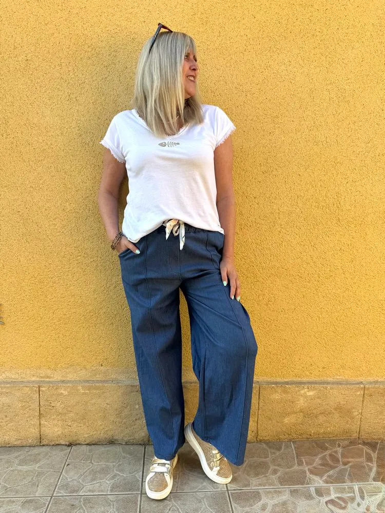 Pantalon ample Gino jean foncé