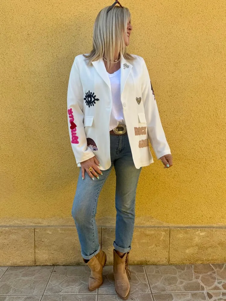 Veste tailleur Rock&Roll blanc