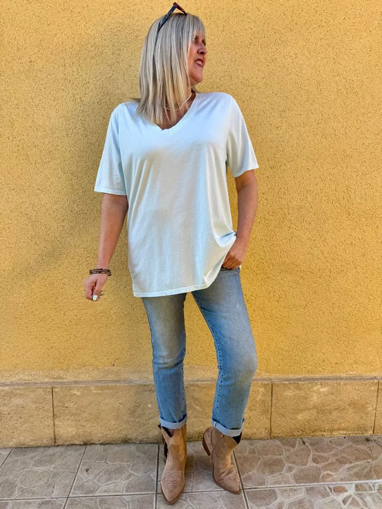 Teeshirt méga loose Rolando vert d'eau