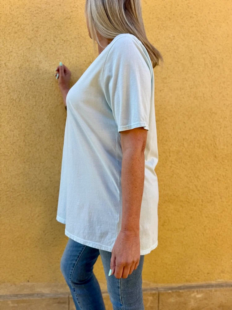 Teeshirt méga loose Rolando vert d'eau