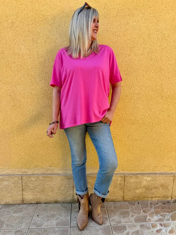 Teeshirt méga loose Rolando fuchsia
