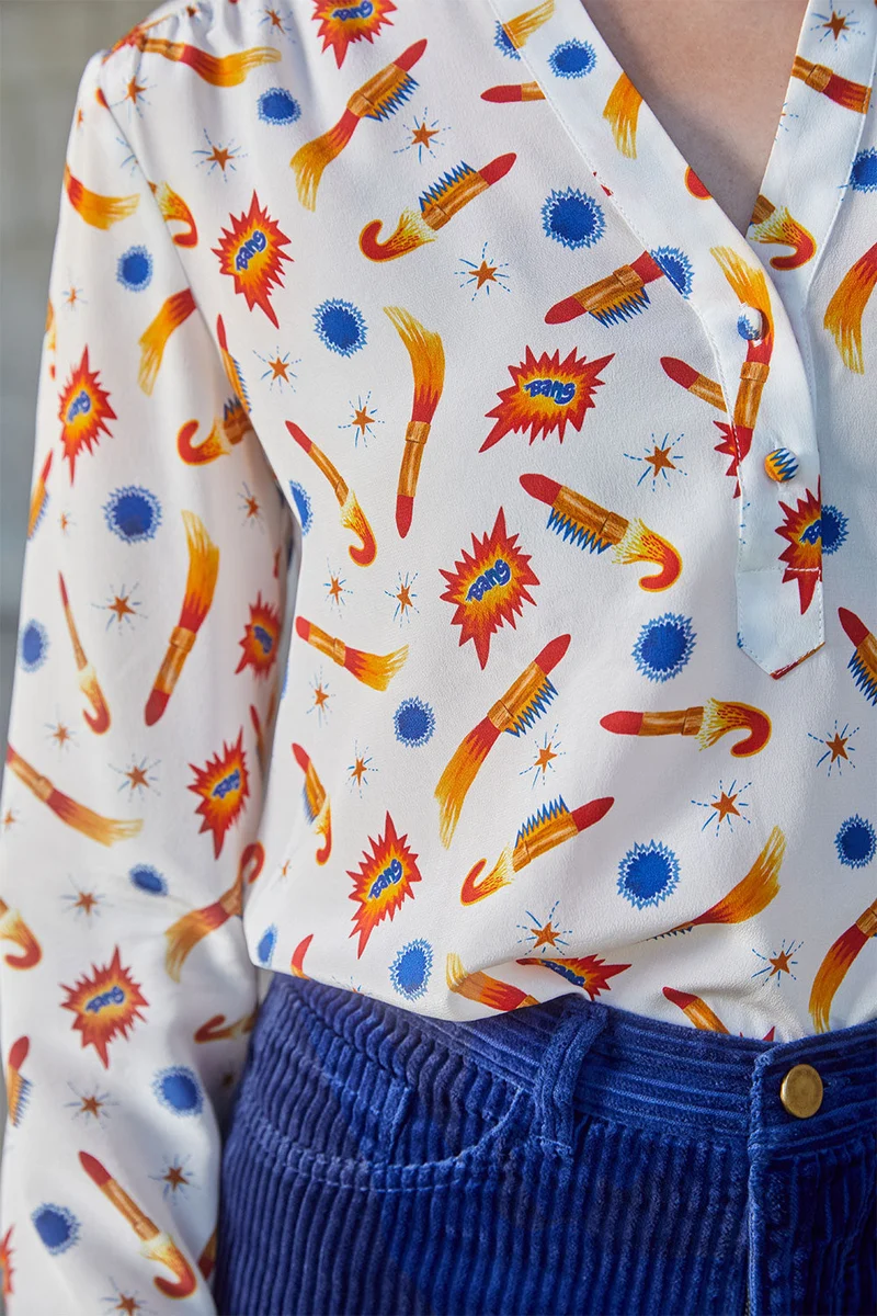 Blouse Lumineuse en soie Rocket Lipstick Blanc