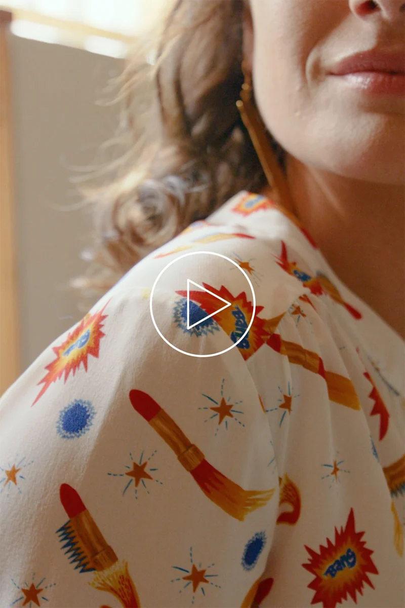 Blouse Lumineuse en soie Rocket Lipstick Blanc