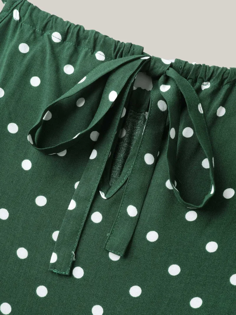 Polka Dots Halter Neck Belted Midi Dress