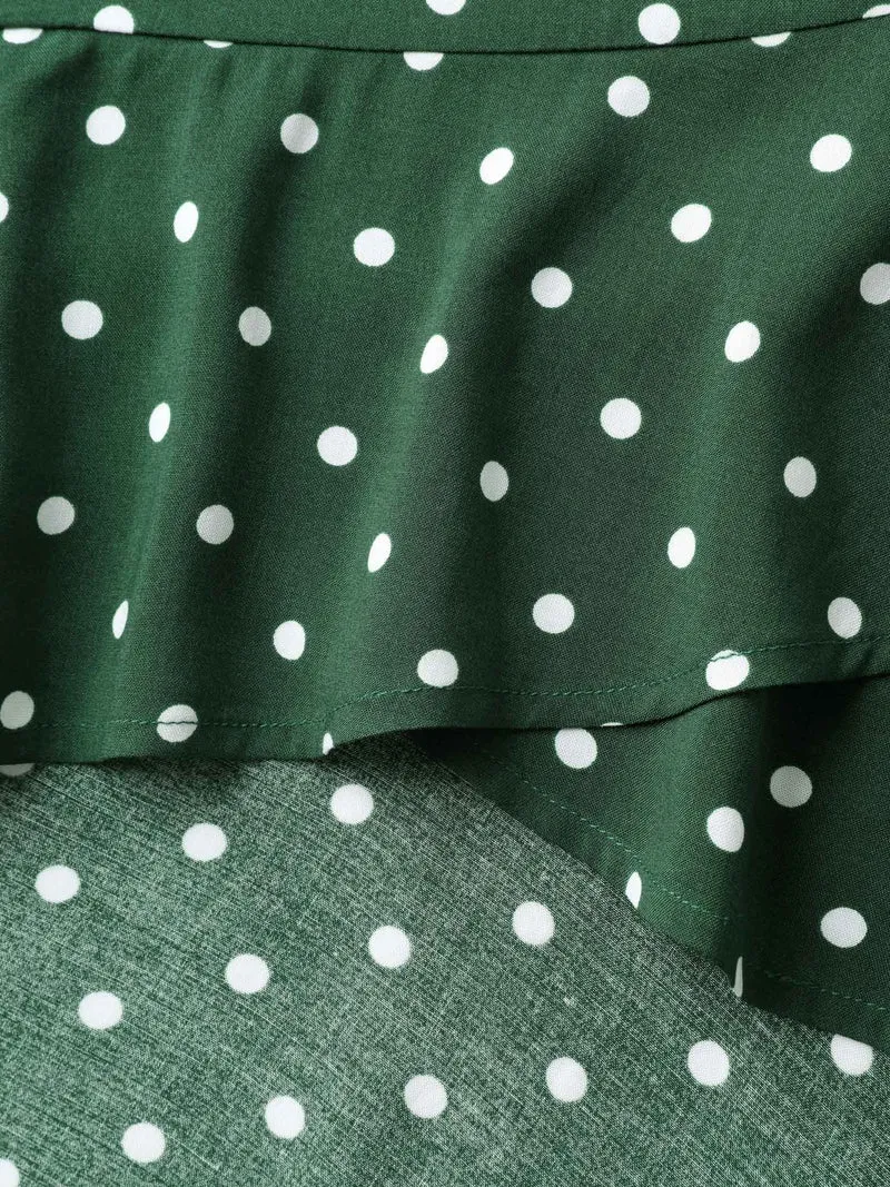 Polka Dots Halter Neck Belted Midi Dress