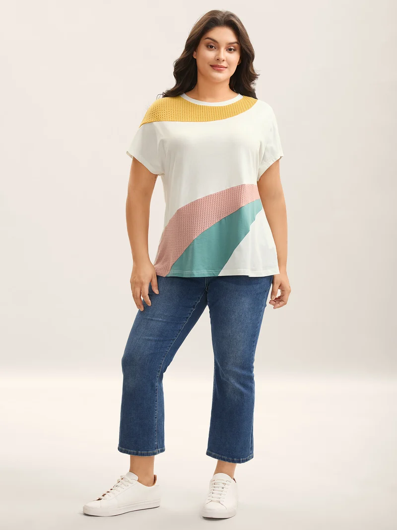 Color Block Round Neck T-Shirt