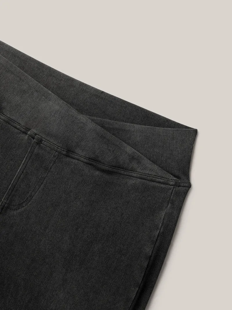 Overlap Waist Stretchy Knit Bootcut Jeans