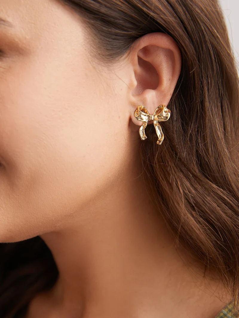 Blushing Bows and Hearts Stud Earrings