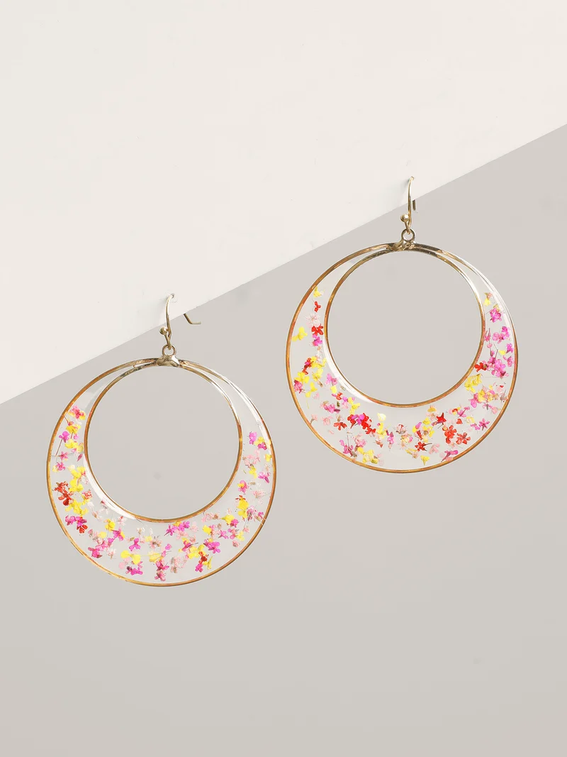 Midnight Blooms Hollow Drop Earrings