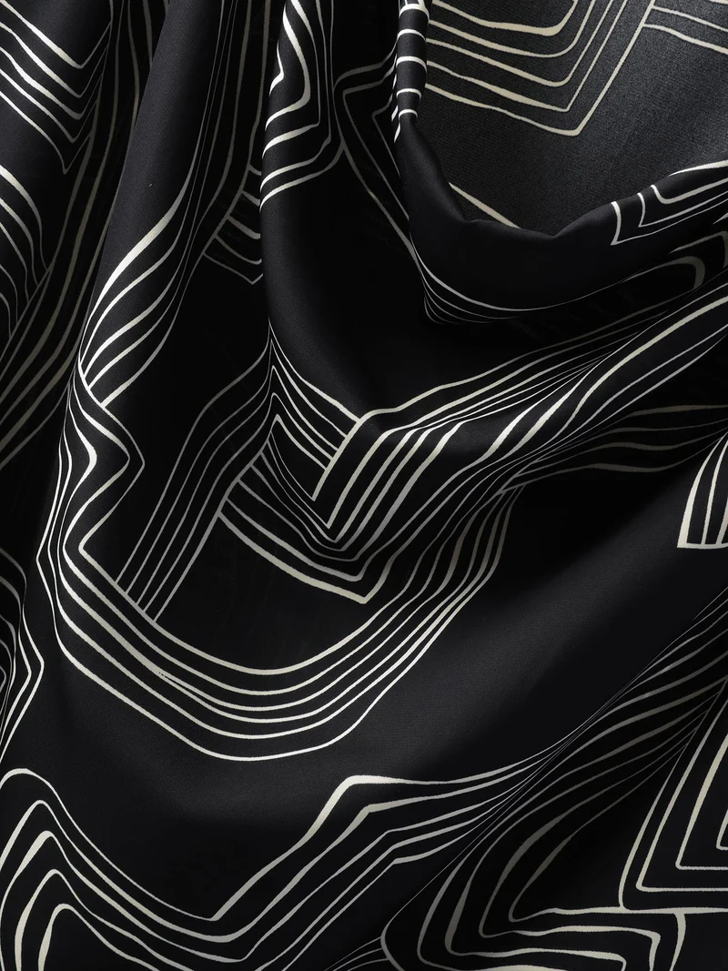 Abstract Print Cowl Neck Blouse